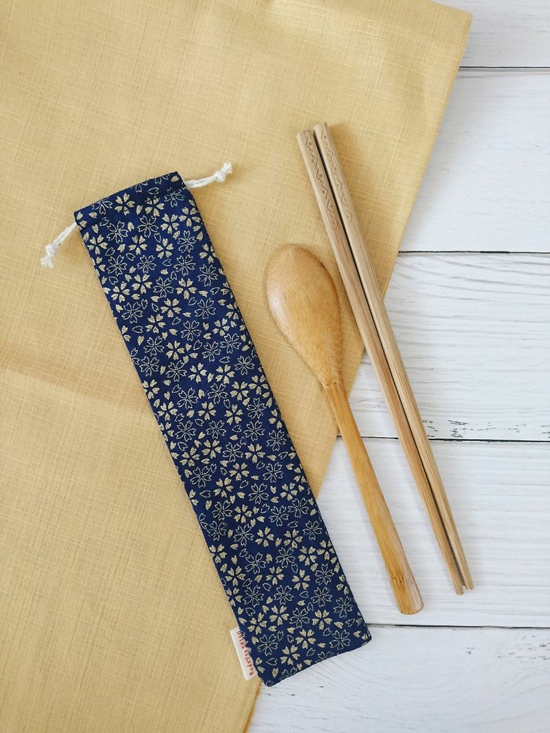 Japanese bronzing sakura straw set and chopstick set - ช้อนส้อม - ผ้าฝ้าย/ผ้าลินิน หลากหลายสี