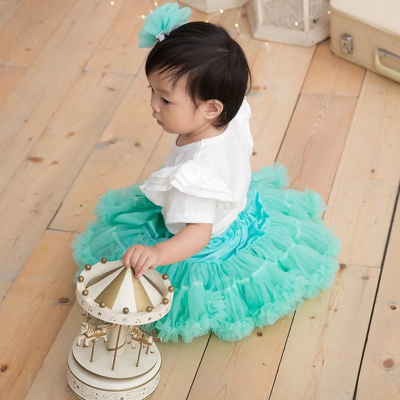 日安朵朵 女嬰童雪紡蓬蓬裙 - 小美人魚 - 童裝裙 - 絲．絹 綠色