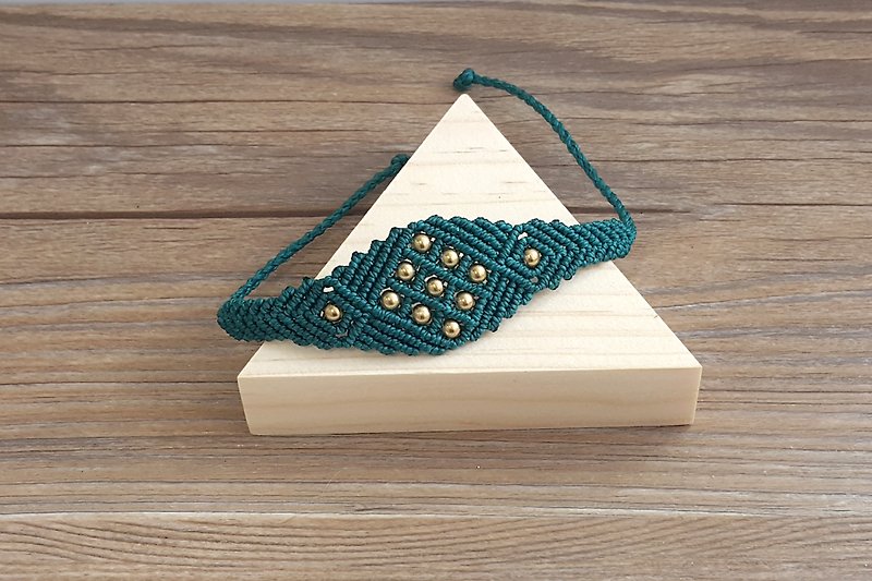 Misssheep-H23 dark green South American wax weaving brass bracelet - Bracelets - Other Materials Green
