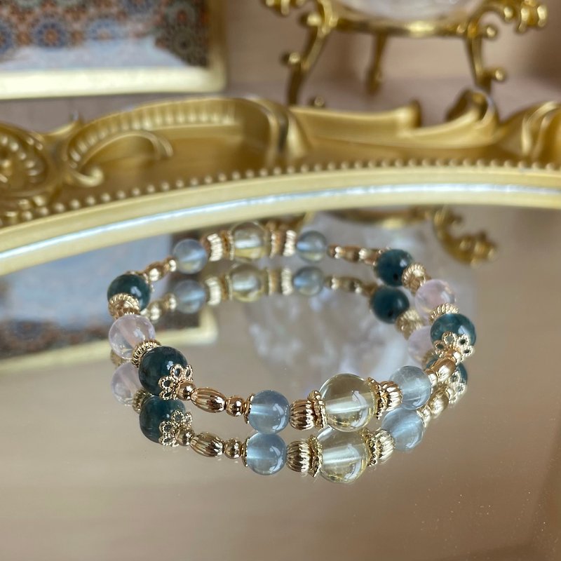 /Dance of Spring Clothes/Through-body Teal green crystal blue Stone citrine pink crystal enhances spiritual intuition - Bracelets - Crystal Multicolor