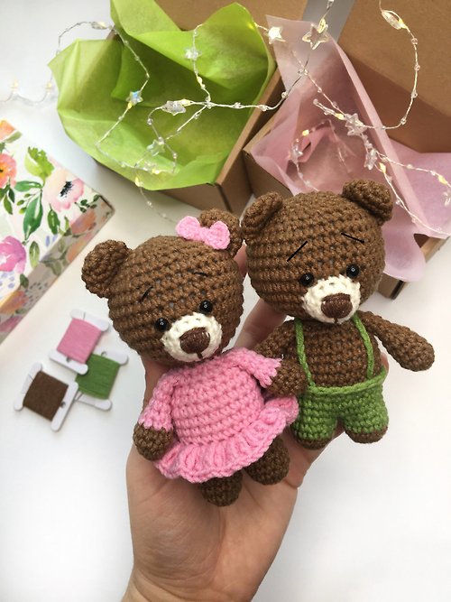 KnitInBy Miniature bear doll, little bear toy, woodland baby shower gift, bear toy