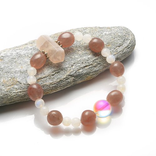 Hoshino Jewelry Kan 012640七輪調和手串/草莓晶粉晶/天然/手鏈/水晶/能量石/原生態