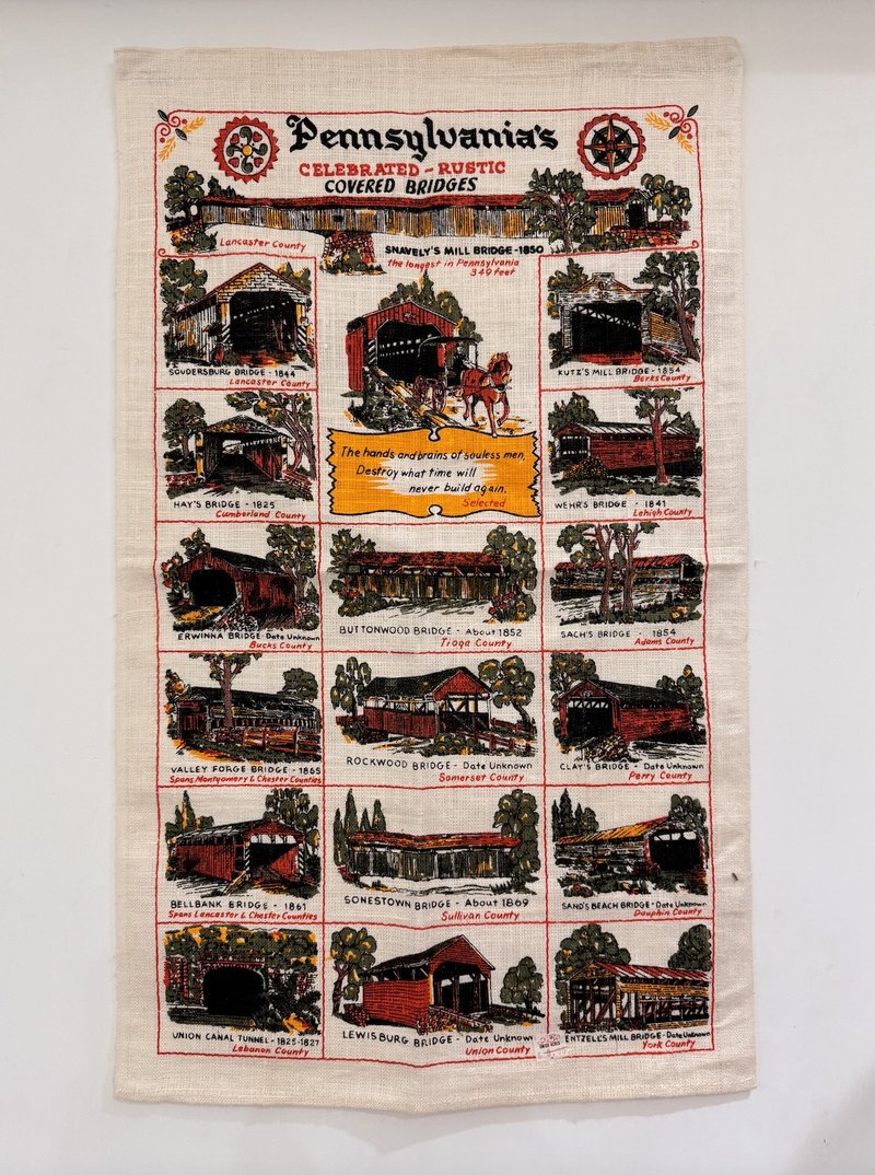 Pennsylvania's Early American Vintage Cloth Tea Towel Collection - ม่านและป้ายประตู - ผ้าฝ้าย/ผ้าลินิน หลากหลายสี