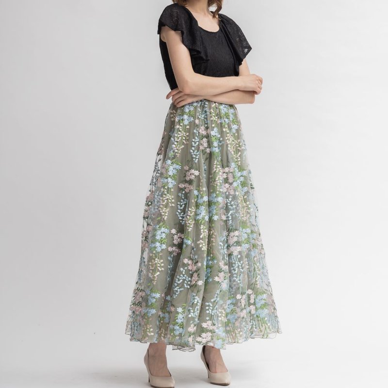 British garden Phyllis gauze green - Skirts - Polyester Black