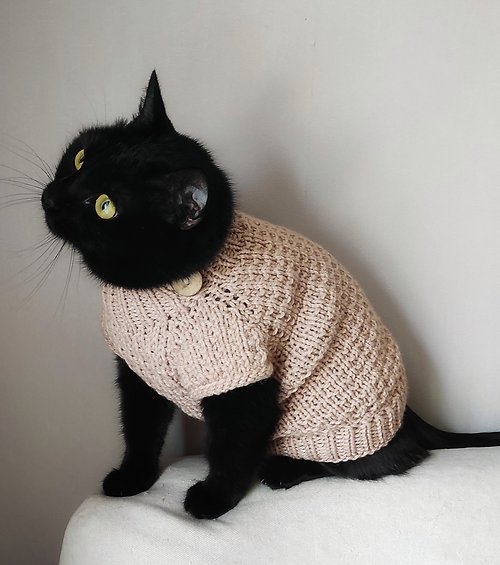 StylishCatDesign Pet jumper Cat sweater Hand knit pet clothing Knitwear for cats Dog sweater