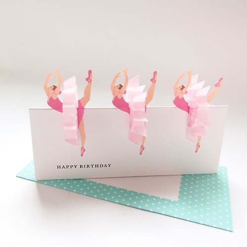 205剪刀石頭紙 粉裙芭蕾舞者【Hallmark-JP日本立體卡片 生日祝福】