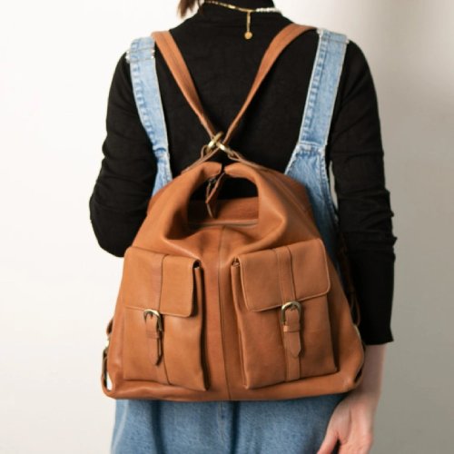 Leather Goods Shop Hallelujah 手提包 單肩包 斜揹包 大容量包包 多夾層收納 自然駝