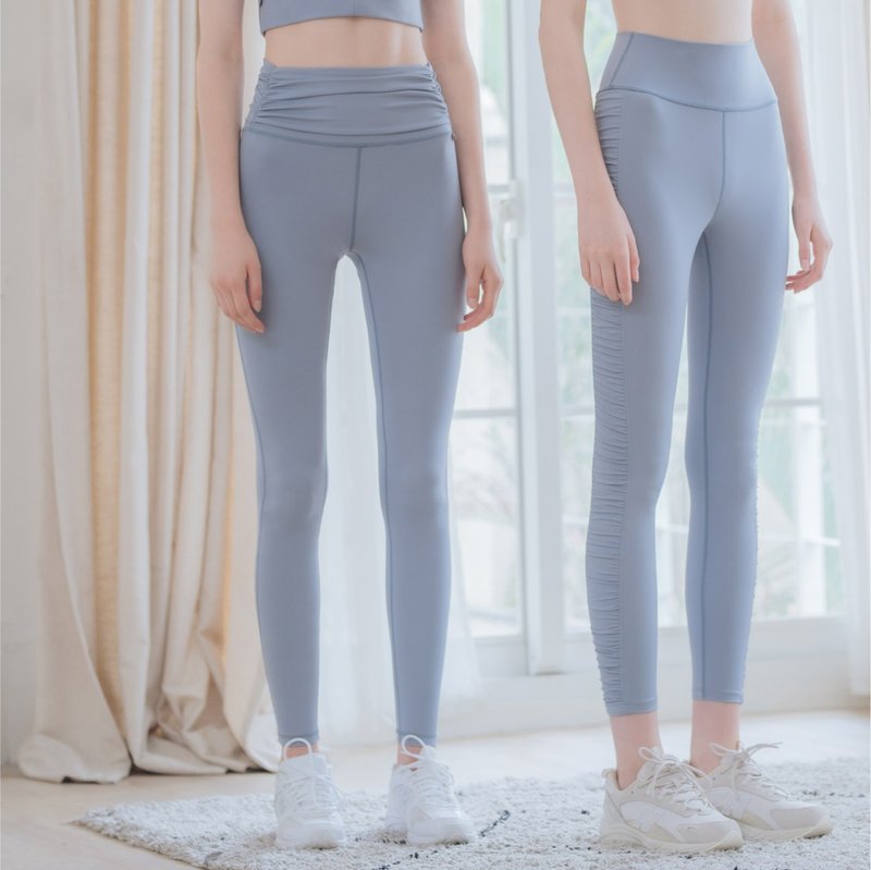 【MACACA】Pleated Full Pants-AKE7972 Aqua Blue - Women's Sportswear Bottoms - Nylon Blue