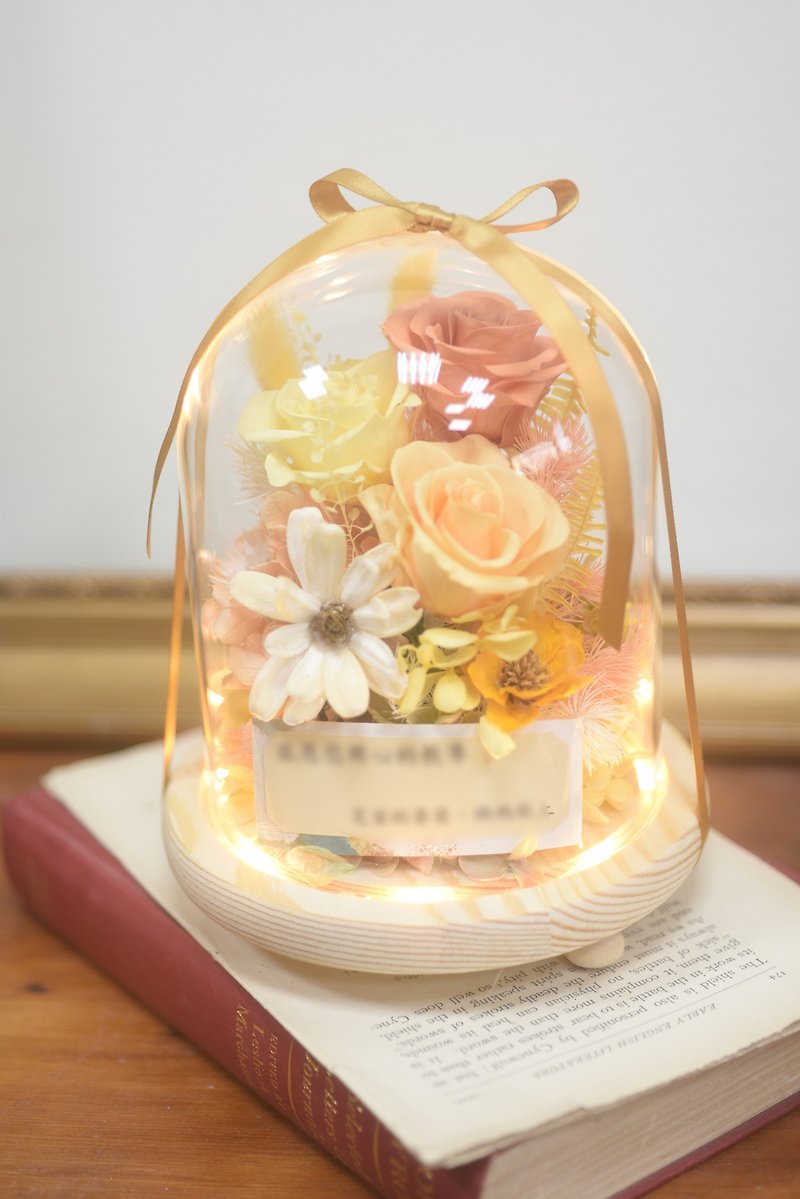 慕夏 永生花玻璃盅 乾燥花玻璃罩 開幕花禮 - 乾花/永生花 - 植物．花 橘色