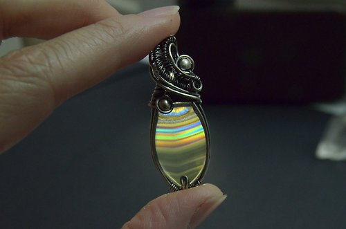 Agnes Handmade Jewelry 【光的魔法】－純銀線編織－純銀彩虹瑪瑙項鍊