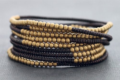xtravirgin 串珠手鍊包裹編織棕色絞線黃銅中性