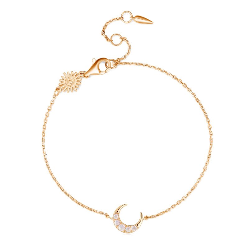 Moonstone Gold/Silver Petite Moon Bracelet - สร้อยข้อมือ - เงินแท้ สีทอง