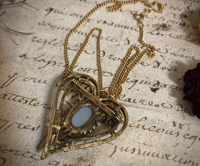 カメオハート型ペンダントネックレス（ブローチ）