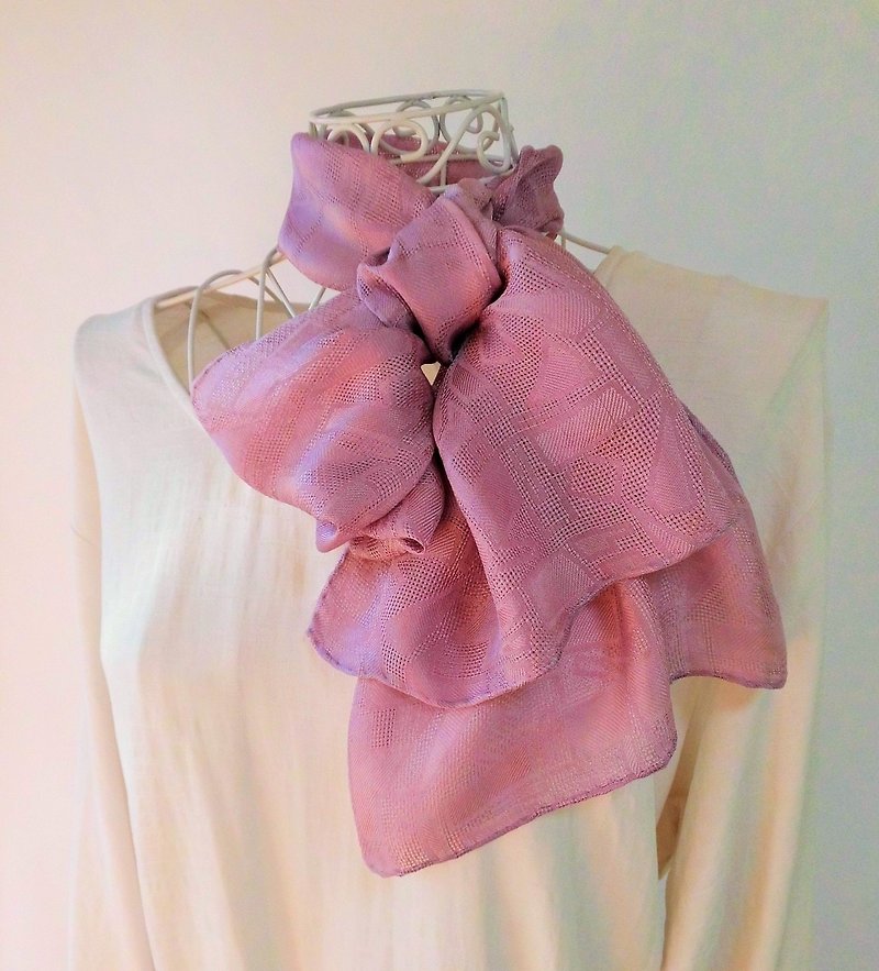 Plant dye, silk, short stall (Old Rose _ 2) - Knit Scarves & Wraps - Silk 
