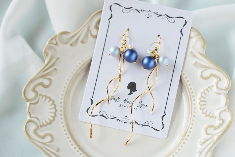 Swarovski Blue Pearl & Stars Earrings / Clips-on Earrings - Earrings & Clip-ons - Pearl Blue