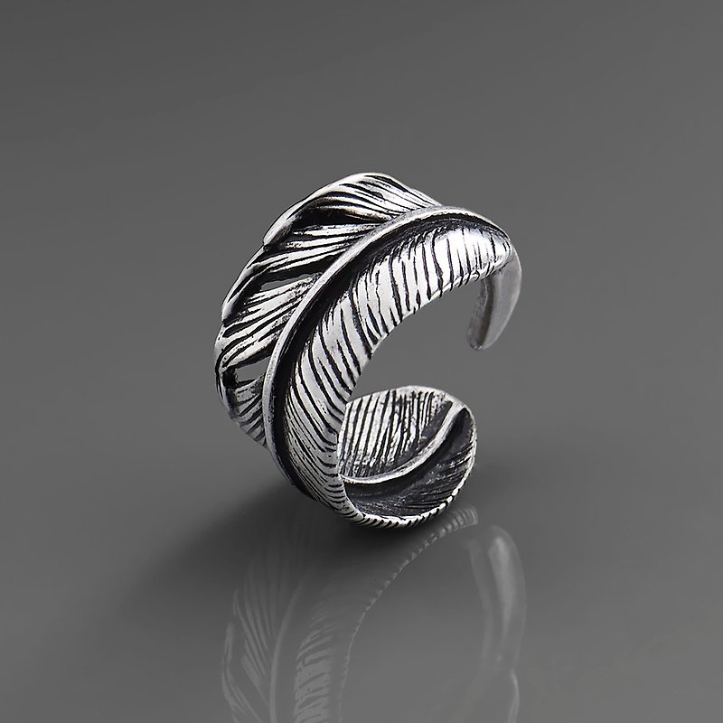 Single feather ring - General Rings - Other Metals Silver