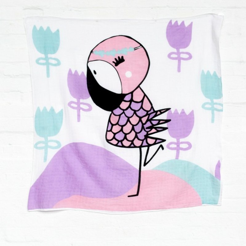 有機棉包巾 – 可可火鶴 COCO MUSLIN - 哺乳巾 - 棉．麻 粉紅色