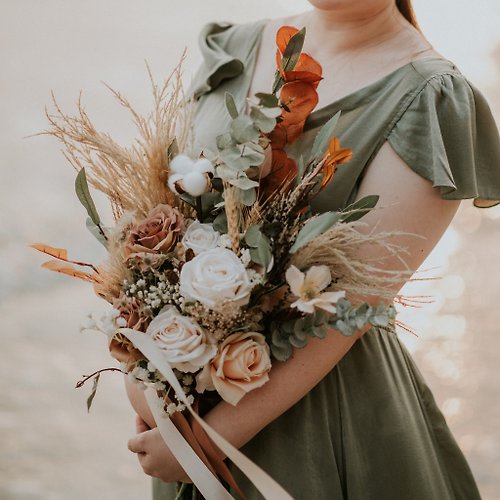 Ourselves Forest Green Bouquet, Earth tone color Minimal Vintage Styles