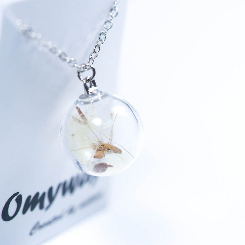 愛の宿題 -  OMYWAYのタンポポの永遠の花のガラス玉飾りネックチェーン1.4 cm - チョーカー - ガラス ホワイト