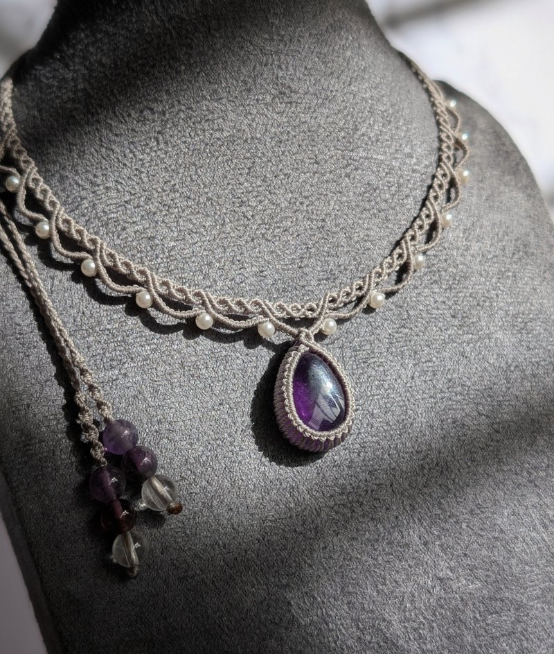 紫水晶編織頸鍊│鎖骨鍊│Chocker - 項鍊 - 水晶 紫色