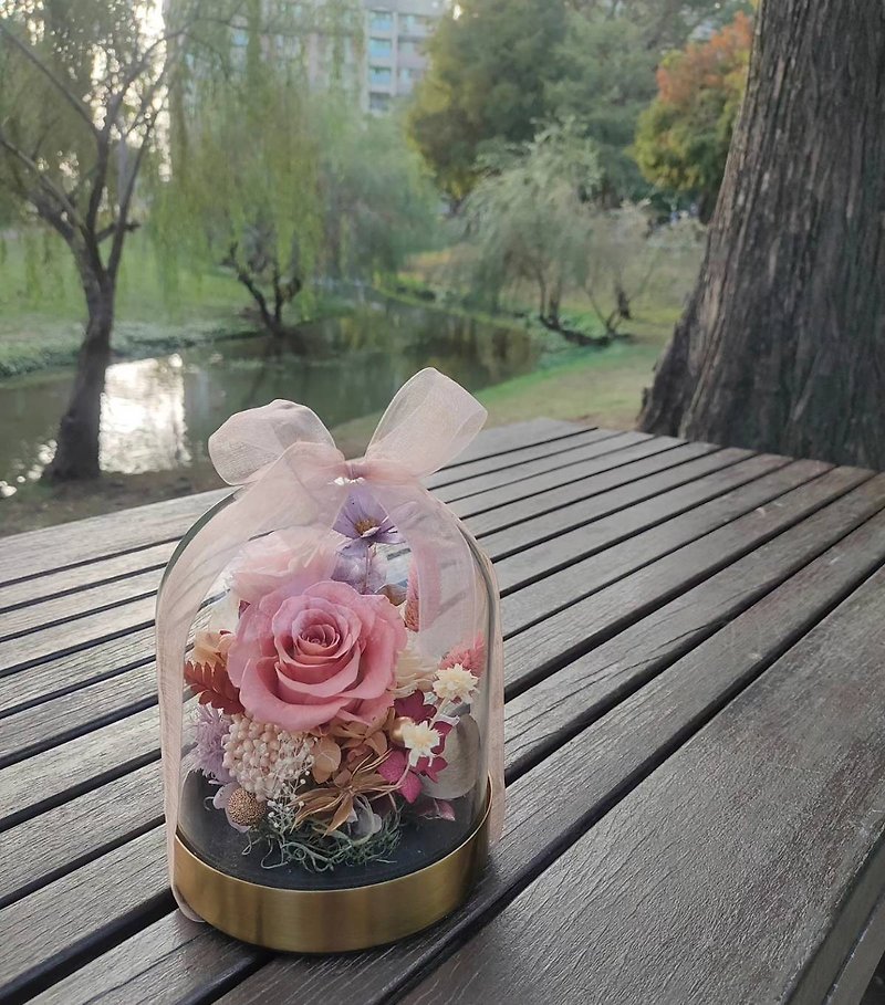 New Year Luxury/Eternal Rose Glass Cup/Sleeping Beauty/Dry Rose Powder - Dried Flowers & Bouquets - Plants & Flowers Pink