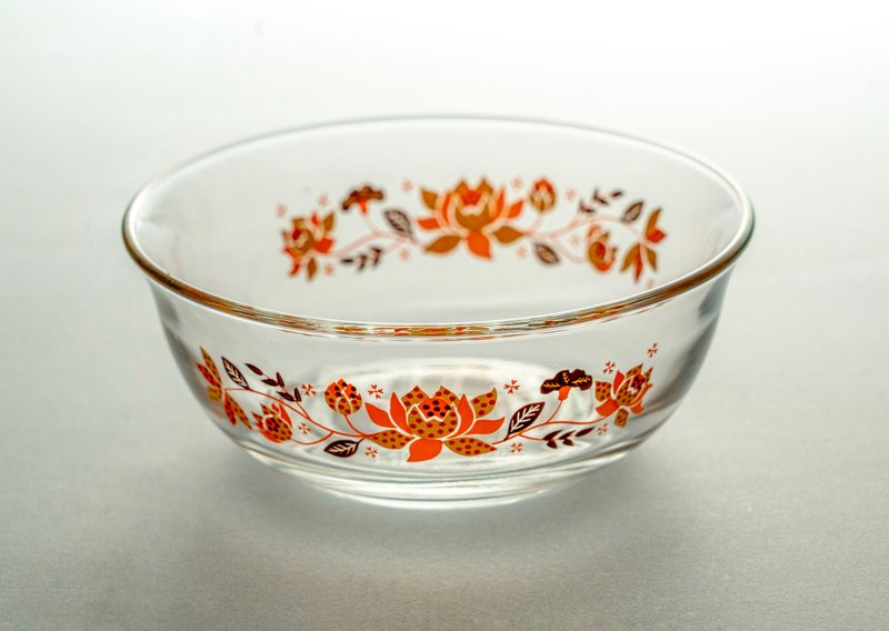 韓國製 Parka Glass 13公分碎花玻璃點心碗 全新未使用 台灣免運 - 碗 - 玻璃 透明