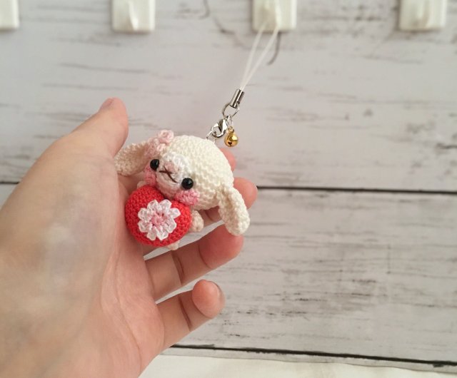 Rabbit & Heart Charm Keychain