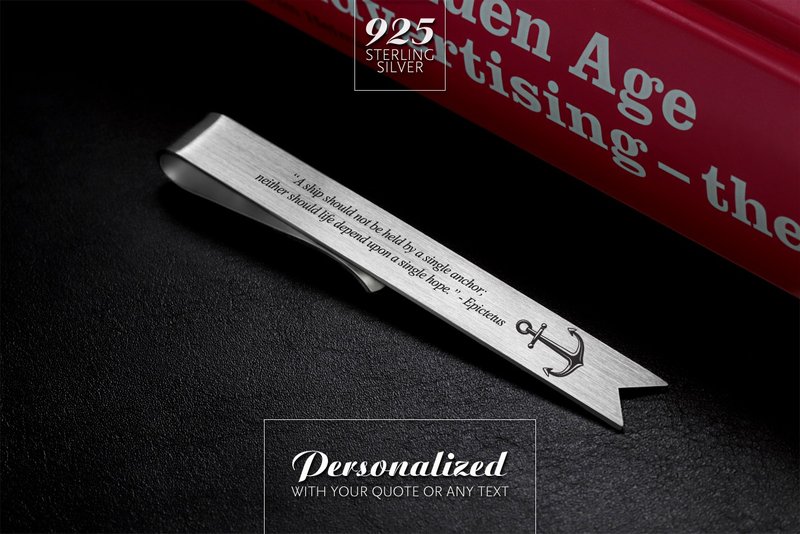 Engraved Bookmark, Anchor Bookmark personalized, Custom bookmark silver 925 - ที่คั่นหนังสือ - เงินแท้ สีเงิน