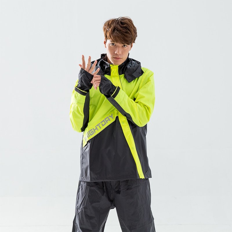 X Samurai Diagonal Two-piece Raincoat-Fluorescent - ร่ม - วัสดุกันนำ้ สีเหลือง