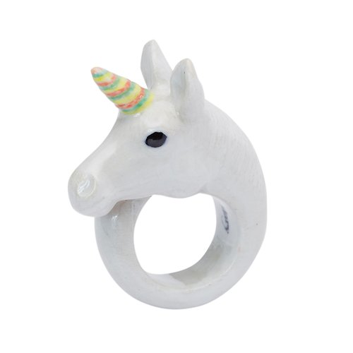 And Mary AndMary 手繪瓷戒指-獨角獸 禮盒裝 Pastel Unicorn Ring