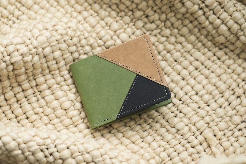 【ideasfromlife】 patchwork paper wallet (upgraded version) washable kraft paper - กระเป๋าสตางค์ - กระดาษ สีเขียว