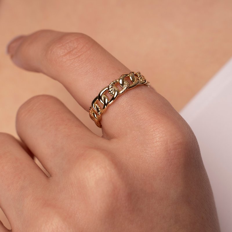 Chain Ring - General Rings - Sterling Silver Gold