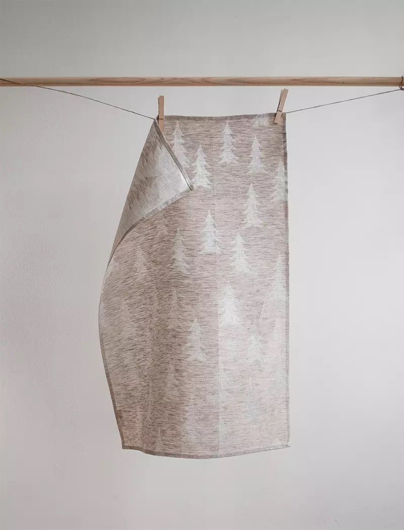 北歐設計款–杉樹聖誕樹茶巾,沙色 GRAN LINEN TEA TOWEL, SAND - 餐桌布/桌巾/餐墊 - 亞麻 卡其色