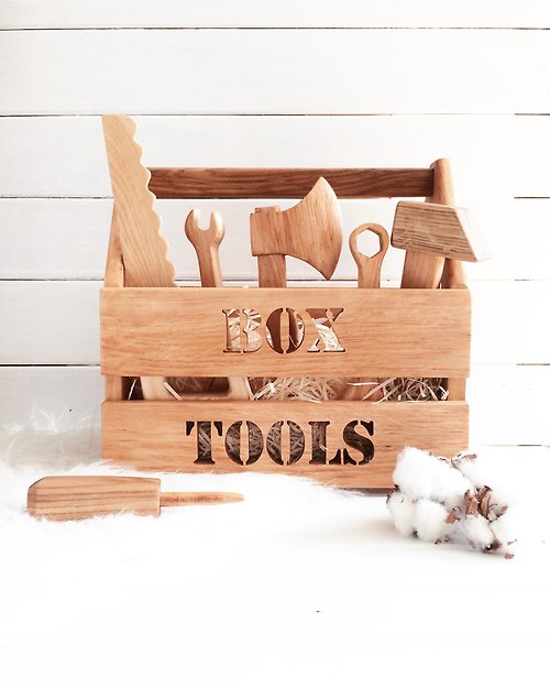 HatynkaUA Wooden Kids Tool Set, Wood TooL Box, Childrens Wood Tools,Realistic Kid Tool Set