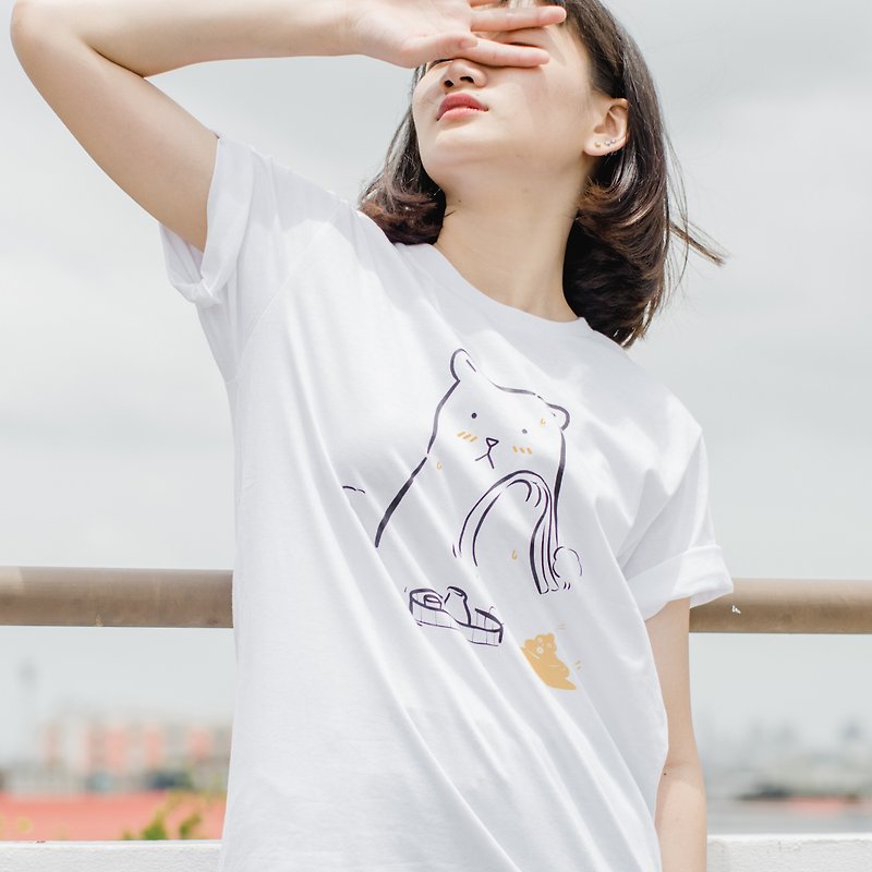 Oh sh！t、Jiranarongによる変更可能な色のTシャツ - Tシャツ メンズ - コットン・麻 ホワイト