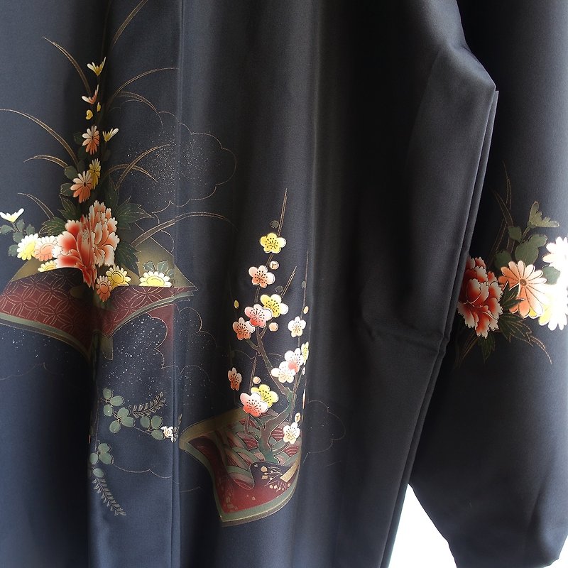 Japanese antique-light kimono long coat P17│ vintage.vintage.vintage.literary. - Women's Casual & Functional Jackets - Other Materials Black