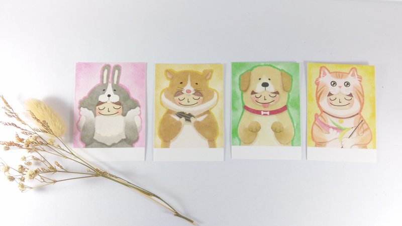 Dress Animal Message Card: rabbit / mouse / dog / cat - Cards & Postcards - Paper Multicolor