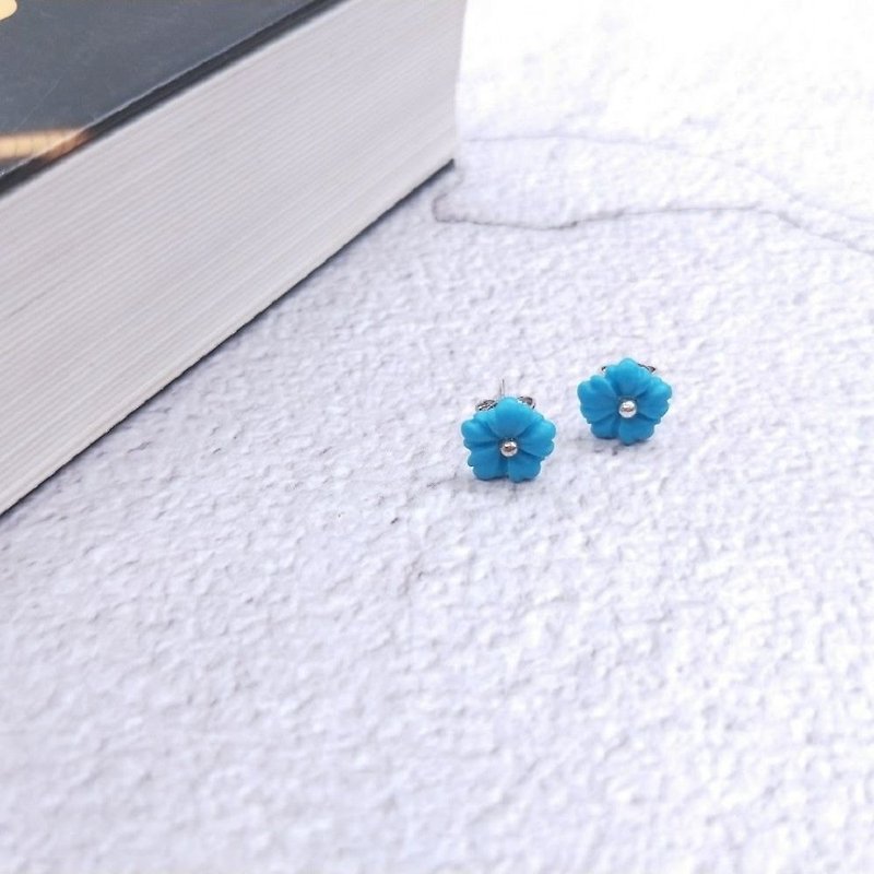 earring. Mini. Turkish Stone Petals*Sterile Tremella Earrings*Earrings - Earrings & Clip-ons - Gemstone Blue