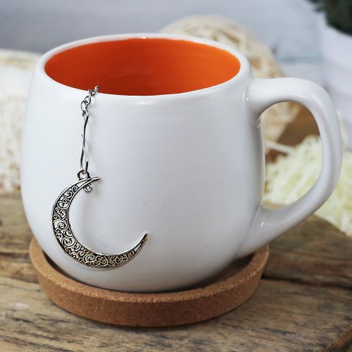 Anastasia Handmade Moon phase tea infuser for loose leaf tea, Tea Maker with crescent moon charm