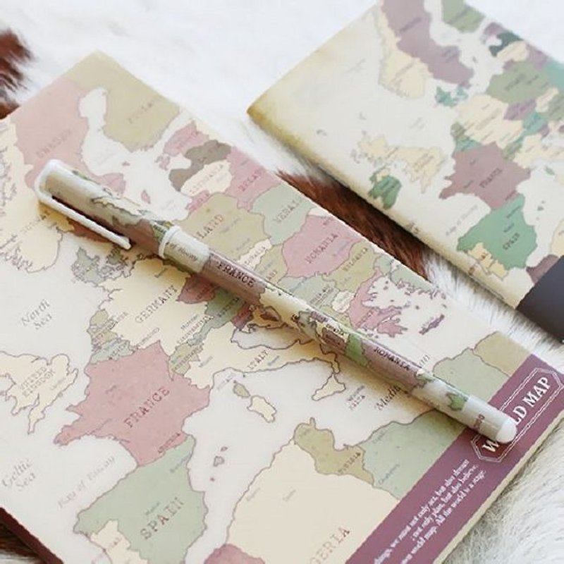 indigo- World Map 0.5 Black Pen Pen - Vintage Brown, IDG04996 - Ballpoint & Gel Pens - Plastic Brown