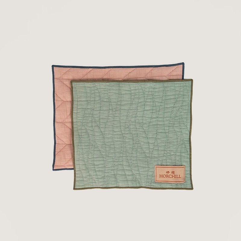 Eco Series Recycled Fabric Placemats Set of Two - Pale Blue/ Rose Pink - ของวางตกแต่ง - ผ้าฝ้าย/ผ้าลินิน สึชมพู