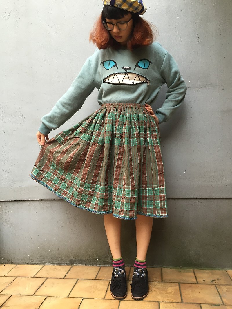 Green plaid / skirt - Skirts - Cotton & Hemp Green