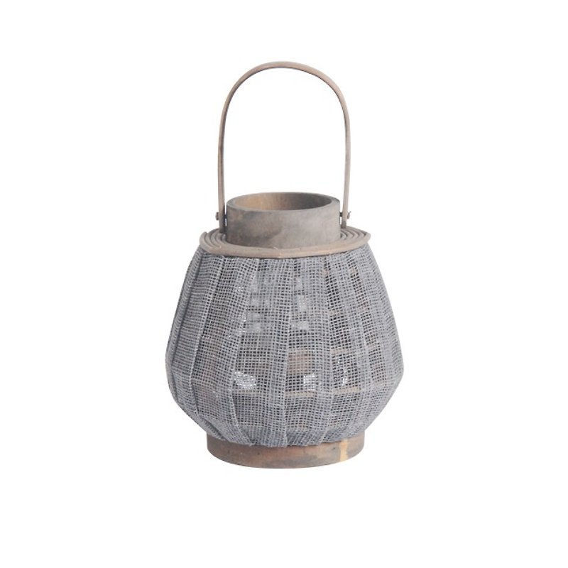D & M│RUFFLE linen lantern (middle) - ของวางตกแต่ง - ไม้ไผ่ สีเทา