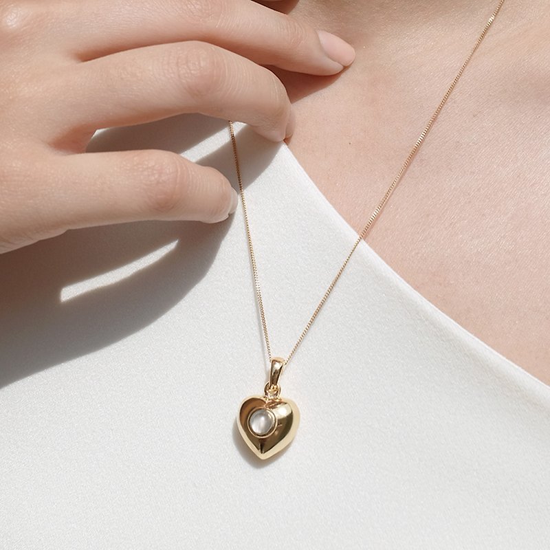 【雙 11 限定】 Lady Valentine Necklace / Hearted shape penda - 項鍊 - 純銀 金色