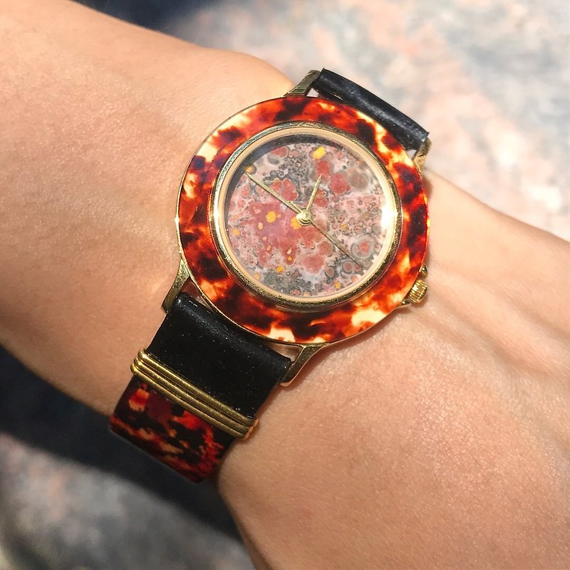 【Lost And Find】Natural  agate watch - นาฬิกาผู้หญิง - เครื่องเพชรพลอย หลากหลายสี