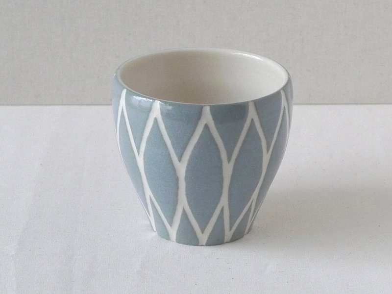 （再販）掻き落としフリーカップ（ブルーグレー） - 茶壺/茶杯/茶具 - 其他材質 藍色