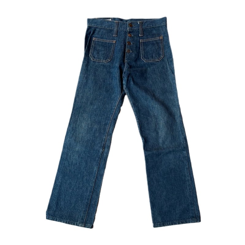 Vintage 70s McCampbell patch pocket hippie denim pants - กางเกงขายาว - ผ้าฝ้าย/ผ้าลินิน สีน้ำเงิน