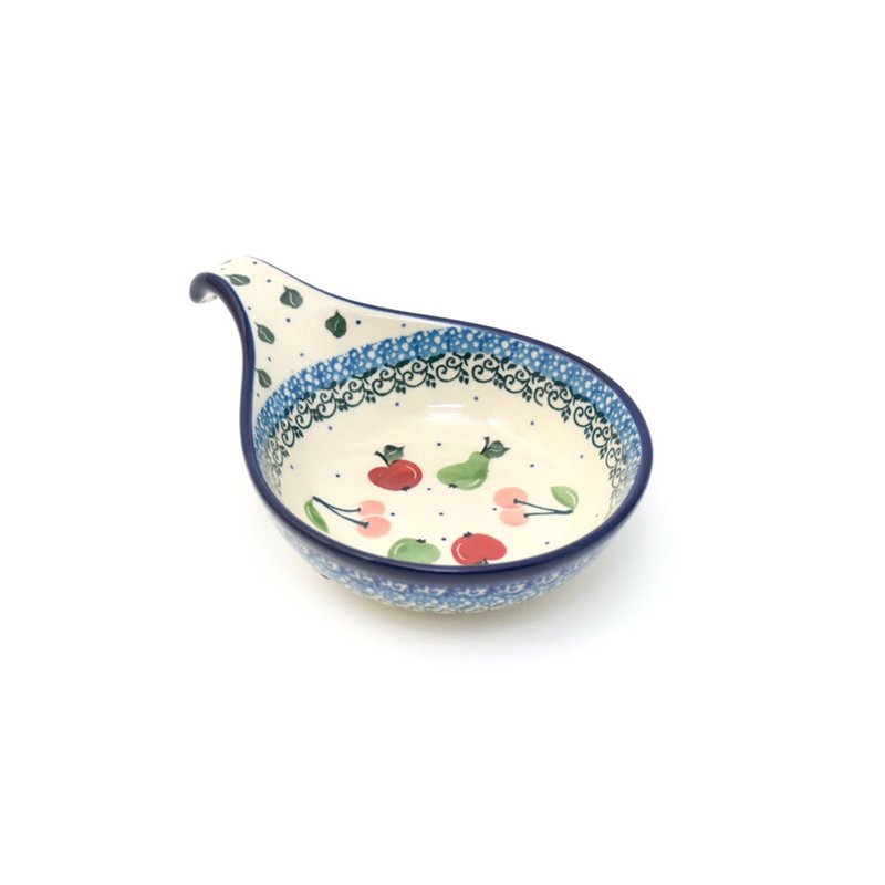 Polish pottery handmade-spoon small dish powdered cherries - Small Plates & Saucers - Pottery 