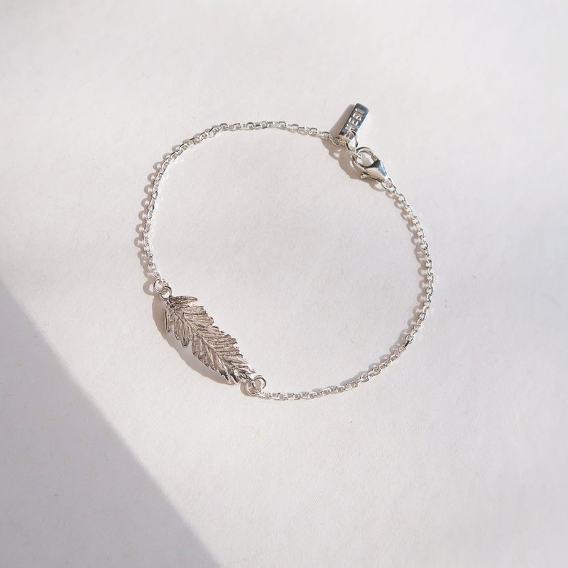 Forest style 925 sterling silver wing leaf customized engraving bracelet with free gift packaging - Bracelets - Sterling Silver White