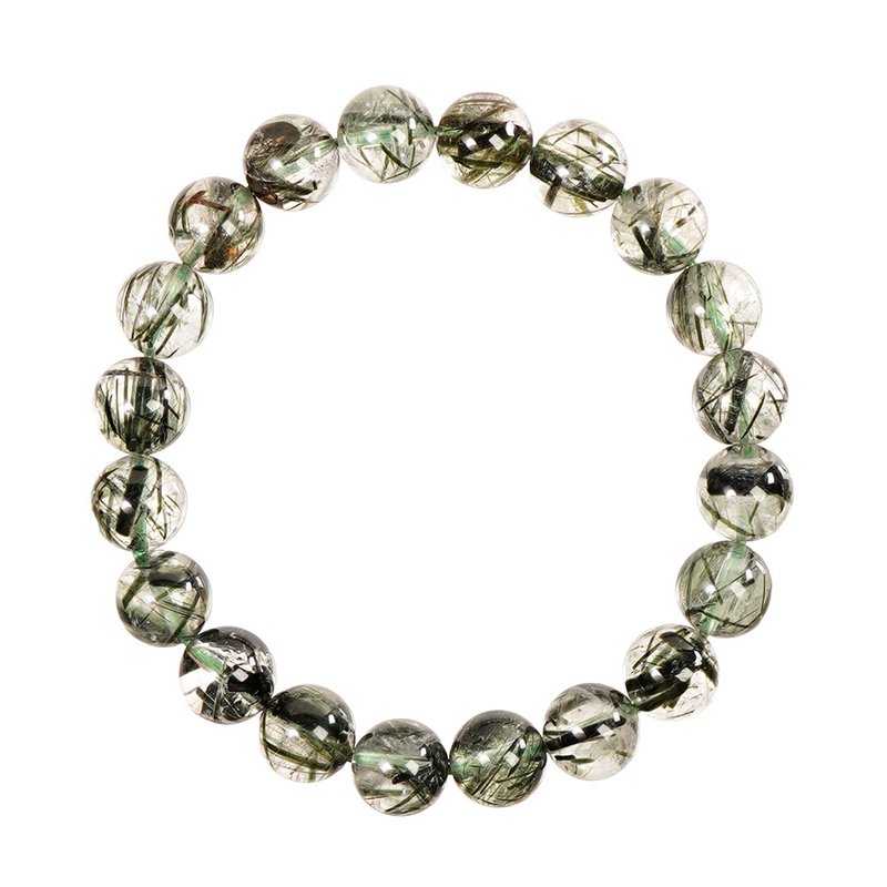 【正佳珠寶】綠髮晶 高品粗絲濃綠 9.4-9.8mm 綠髮晶手珠 - 手鍊/手環 - 半寶石 多色